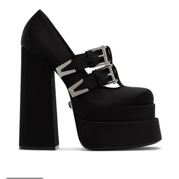 VERSACE Black Aevitas Heels 38.5 8.5 $895 - Picture 2 of 10